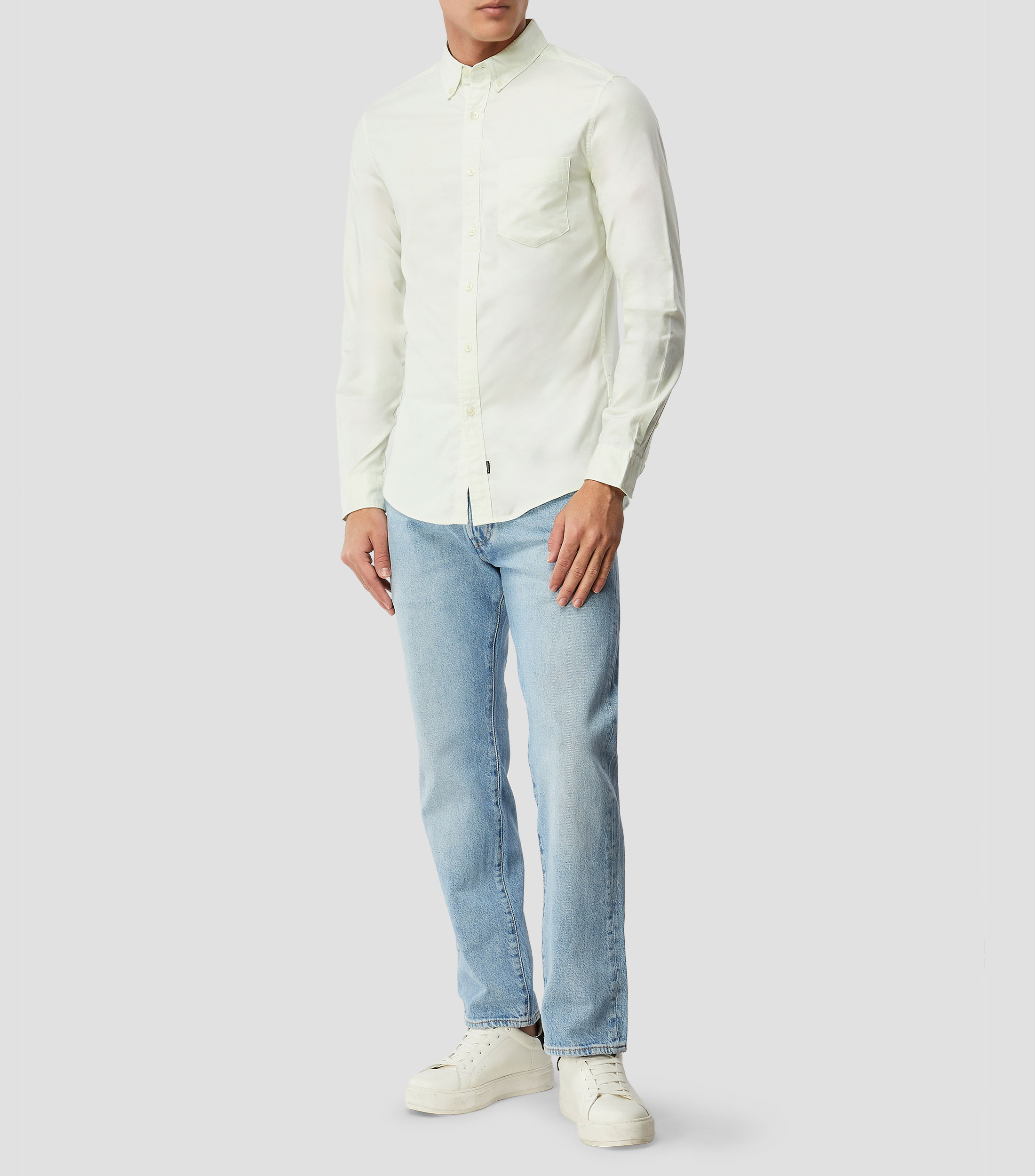 Camisa lisa manga larga Hombre